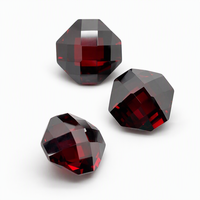 Ensemble de bijoux en perles africaines en zircone grenat de couleur, forme octogonale, en vrac