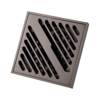 Égouttoir de sol 4 pouces grille carrée égouttoir de salle de bain évier déchets siphon de sol douche drain de sol gris laiton 10x10cm crépine moderne