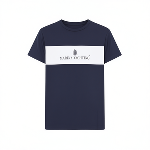 T-shirt pour homme Marina Yachting, bleu et blanc, col rond, manches courtes, vêtements décontractés - Product Image 3