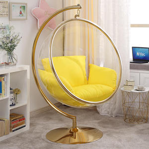 Silla de burbujas acrílica/PVC transparente con marco dorado con columpio colgante <span class=keywords><strong>para</strong></span> muebles de <span class=keywords><strong>sala</strong></span> de estar <span class=keywords><strong>para</strong></span> columpios de Patio - Product Image 2