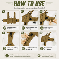 Sac de selle tactique personnalisé pour chien, marron, en nylon robuste, avec sangles MOLLE et rangement élastique pour grands chiens de travail