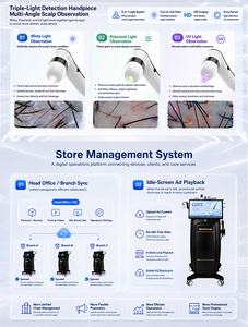 เครื่องวิเคราะห์หนังศีรษะด้วย AI กำลังขยาย 50X 200X พร้อมแสงยูวีโพลาไรซ์สำหรับสแกนรูขุมขน พร้อมหัวดูแลหนังศีรษะครบชุด - Product Image 4
