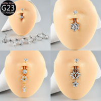 ASTM F136 Titan 5A Zirkonia G23 Blumen-Anhänger Bauchnabelpiercing Ring Körperschmuck