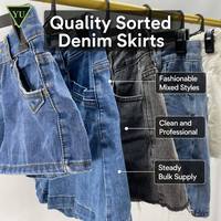 Jupes en jean d'occasion pour femmes, styles variés, vente en gros, vêtements d'été usagés, balles en vrac, approvisionnement en gros pour l'exportation