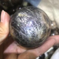 Vente en gros de sphères de pierre de lune noire naturelle de haute qualité avec un bon éclat, boule de quartz de guérison pour la décoration