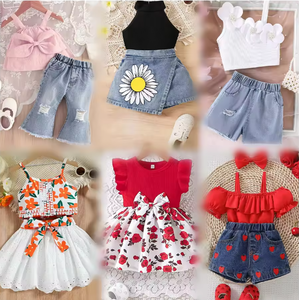 Đồ may mặc bán buôn trực tiếp từ nhà máy, thời trang trẻ em, đầm mùa hè thường ngày cho bé gái, giao hàng ngẫu nhiên, kiện quần áo trẻ em bán buôn - Product Image 1