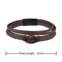 Bracelet NFC classique en coquille de noix de coco avec boucle magnétique en cuir 13,56 MHz RFID pour contrôle d'accès hôtelier, bracelet intelligent OEM/ODM, cadeaux NFC