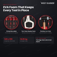 Kit d'outils de frappe de 43 pièces avec inserts en mousse EVA, marteau de carrossier, marteau de démolition, pince de serrage, poinçon à goupilles, ciseaux pour chariot à roulettes