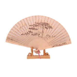 2024 Wholesale Hotel Wedding Souvenir Bamboo Handheld Fan Custom Wooden Hand Fan Rechargeable Hand Fans Wholesale