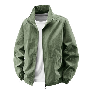 Factory <span class=keywords><strong>Outlet</strong></span> Hombres Stand Collar Transpirable Cierre de cremallera Chaqueta informal Protector solar <span class=keywords><strong>Ropa</strong></span> exterior resistente al desgaste para el verano - Product Image 4