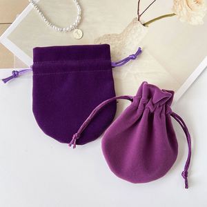 Pochette cadeau en flanelle violette, sac à cordon en velours, emballage cadeau pour bijoux, rangement pour produits de soin, sac de voyage, logo imprimable - Product Image 1