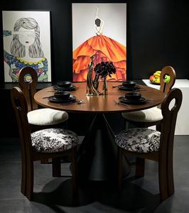 New Arrival Modern Round Wood Dining <b>Table</b> Set with 4 Mismatched Upholstered Chairs for Home Kitchen Dining Room - Product Image 6