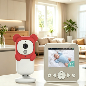 Monitor de vídeo para bebés con forma de oso, montable en pared, zoom 2X, conexión privada a prueba de manipulaciones - Product Image 1