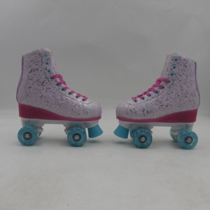 Patins pour femmes et hommes Haut Haut <span class=keywords><strong>Noir</strong></span> <span class=keywords><strong>Cuir</strong></span> Spécial Classique Double Rangée Extérieur Intérieur Quad Patins et Roller Derby - Product Image 3