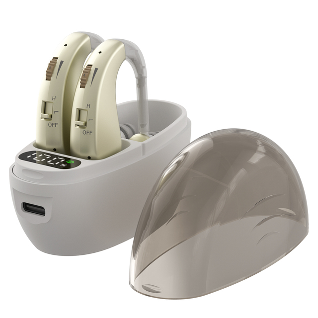 Omhealth ZT-01 Advanced Digital Rechargeable 2-Channel Hearing Aid for Seniors Superior Noise Reduction Technology Long-Lasting