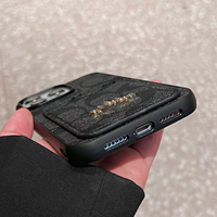 Étui de téléphone en cuir de luxe de créateur avec fente pour cartes, coque antichoc pour iPhone 17 16 15 14 13 12 Pro Max Plus