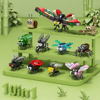 DIY 3D 12 types d'insectes Blocs de construction Ensemble de construction Jouet éducatif de Noël pour enfant Ensemble de modèles de style rétro unique