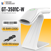 Escáner de Código de Barras Láser 1D Xincode, Lector de Código de Barras Portátil Inalámbrico USB con Soporte, Pistola Escaneadora GT-3501C-W