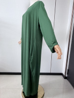 Robe longue décontractée à col rond et manches longues pour femme, en maille douce, avec poches latérales, couleur et taille personnalisables, ODM/OEM