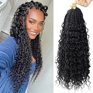 Synthetic Box <b>Braids</b> Crochet With Curly Ends Ombre Braiding Hair <b>Extensions</b> - Product Image 1