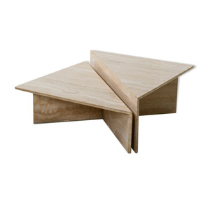 Cao Cấp Thấp Chiều Cao Plinth Marble Cafe Bảng 2Pcs Đặt Bàn Trà Marble Luxury Triangle Travertine Bàn Cà Phê - Product Image 1