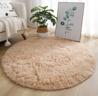 Tapis rond moelleux en polyester rose à poils longs, tapis doux pour chambre à coucher, salon, décoration de la maison