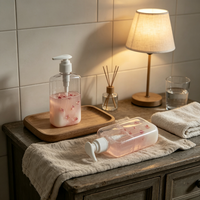 Flacon pompe à lotion en PET transparent de style nordique, distributeur réutilisable pour gel douche, savon pour les mains, accessoire de salle de bain