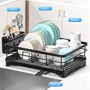 Draining Dish Rack With Tray L Size Quick Dry <b>Square</b> Sink Countertop Kitchen Storage - Product Image 2