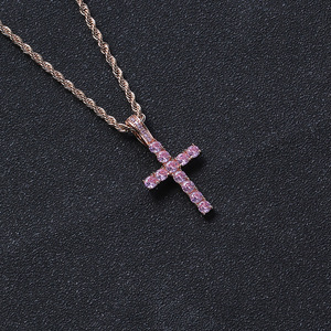 rose <b>cross</b> pendant, hip hop simple and versatile life charm, zirconium <b>cross</b> necklace. - Product Image 2