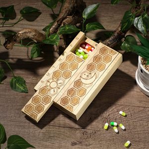 Degradable Bamboo Wood a Day 2 Times <b>Pill</b> Case Vitamin Dispenser Weekly <b>Pill</b> Organizer Holder Daily <b>Pill</b> Container Sorter <b>Box</b> - Product Image 5