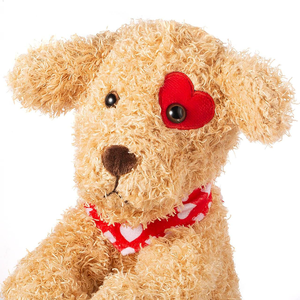 Peluche chien assis Saint-Valentin très populaire avec écharpe rouge, chiot en peluche câlin pour petits amis et petites amies - Product Image 4