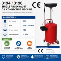 Collecteur d'huile professionnel 80L à aspiration pneumatique, bac de vidange d'huile usagée portable pour des changements rapides d'huile sous le véhicule