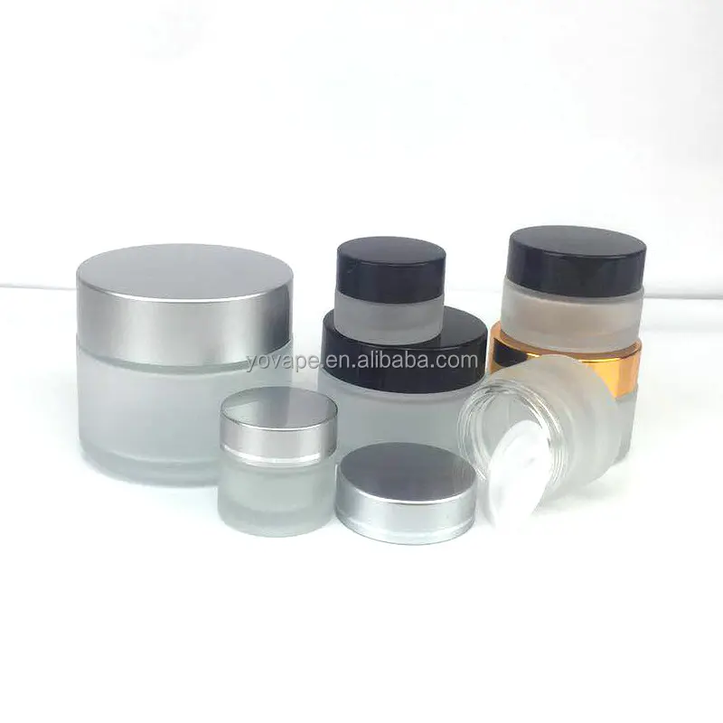 เครื่องสําอางโลหะฝาครอบหม้อ 5g 10g 15g 20 gr 30g 50 g 100g moisturizing ครีมกันแดดเจล Frosted แก้ว Jar ทองเงินฝาปิด