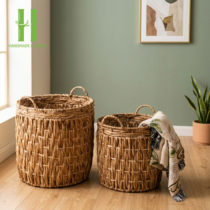 Cesta de jacinto de agua artesanal imprescindible, decoraciones navideñas decorativas para el hogar, regalos, cestas de mimbre para la colada, caja de almacenamiento - Product Image 1