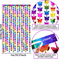 Rideau de pluie papillon dégradé arc-en-ciel 1*2M, idéal pour la décoration de fond de scène de fête d'anniversaire et de mariage