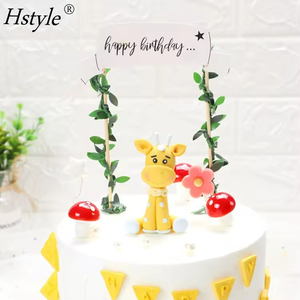 Hstyle Offre Spéciale <span class=keywords><strong>Jungle</strong></span> <span class=keywords><strong>Safari</strong></span> Animal Gâteau Topper PQ856 Polymère Argile Cerf Arbre Vigne <span class=keywords><strong>Jungle</strong></span> pour La Décoration De Gâteau D'anniversaire - Product Image 2