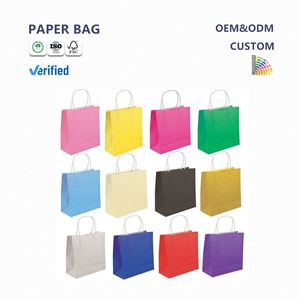 Bolsas de Papel Kraft Reciclables Ecológicas con Logotipo Personalizado y Asa para Ropa, Regalos y Empaquetado Comercial - Product Image 1