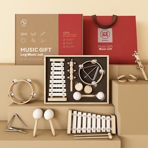 Orff ชุดเครื่องดนตรีสำหรับเด็กแรกเกิดทำจากไม้กล่องของขวัญปีใหม่พร้อมสั่นของขวัญปีใหม่ - Product Image 1