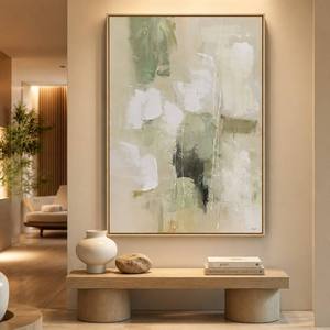 Stampa su Tela Astratta Direttamente dalla Fabbrica con <span class=keywords><strong>Arte</strong></span> Murale Verde Morbido Dipinta a Mano Pronta da Appendere per Decorazione Casa e Galleria - Product Image 1