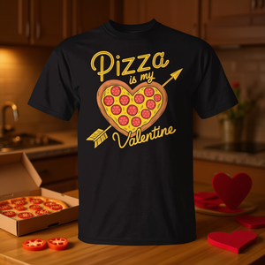 T-shirt de la Saint-Valentin pour les amateurs de pepperoni 'Pizza est mon Saint-Valentin, passionné de pizza' Produit promotionnel - Product Image 2