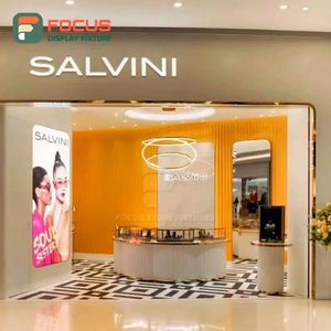 Vitrine de présentation de bijoux en bois haut de gamme avec éclairage LED moderne en verre et métal pour boutique de détail - Product Image 4