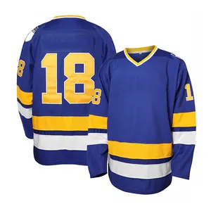 Factory Wholesale Custom Embroidery Logo Applique Ice Hockey Jersey 100% Polyester Hockey Jersey