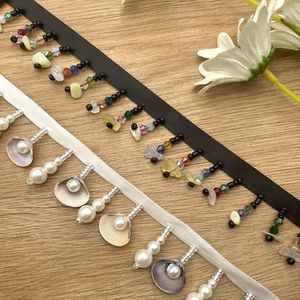 Passamanerie in pizzo con nappe in conchiglia naturale stile etnico, nappe con perline e motivo animale all'uncinetto per vestiti, borse, scarpe, fai da te - Product Image 2