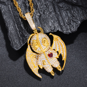 Collana da Uomo alla Moda in Stile Punk Hip Hop, Gioielli Placcati Oro in Ottone con Diamanti CZ AAAAA, Ciondolo Iced Out 'Kindness and Evil Demon' - Product Image 2