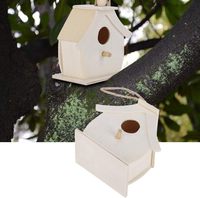 4 mini-nids d'oiseaux en bois, décorations suspendues pour oiseaux, adaptés à la décoration extérieure du jardin et de la terrasse