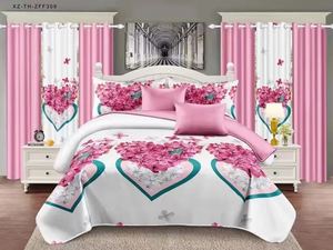 تخفيضات هائلة مفرش سرير 9 قطع مبطن في المخزن طقم غطاء سرير مطبوع غطاء-ليط مع ستائر متطابقة مقاس كينج كوين - Product Image 3