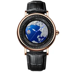 Kimsdun Grensoverschrijdende Nieuwe Kingston Merk High-End 3D Dwalen Aarde Lichtgevende Mode Quartz Horloge Groothandel Waterdichte Mannen 'S Wat