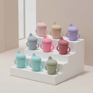 Tasse à bec réutilisable en silicone pour bébé, sans BPA, avec couvercle incassable et poignée souple, pour tout-petits et enfants, avec paille intégrée pour les repas - Product Image 1