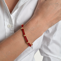 Bracelet en argent sterling 925 avec émail en forme de tige de bambou, bijoux minimalistes et élégants Gemnel