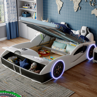 Neues Kinderbett, Kreatives Doppelbett im Auto-Design für Jungen mit Schutzgitter, Einfaches Einzelbett im Rennwagen-Stil